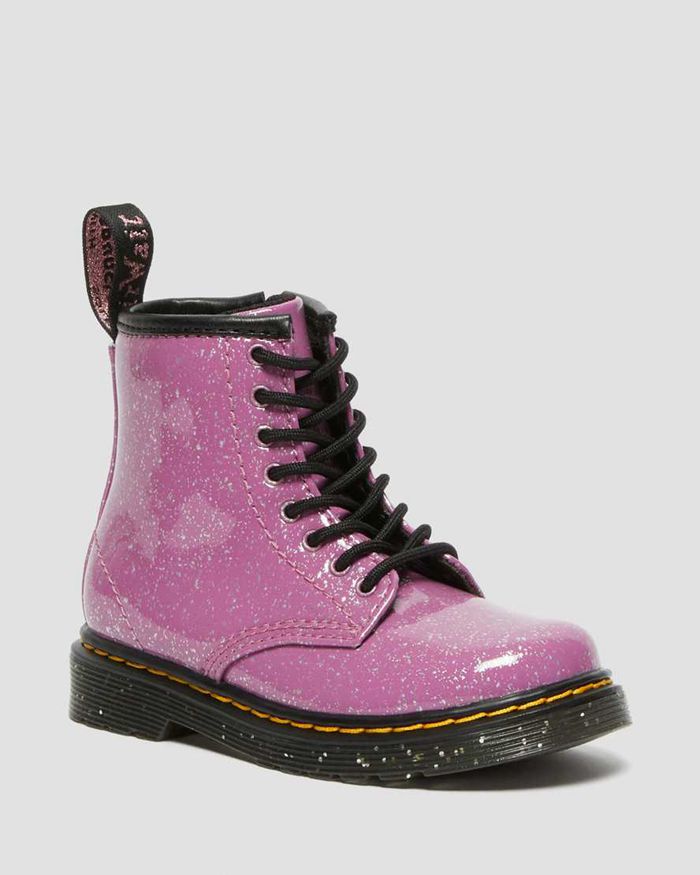 Dr Martens Kids Toddler 1460 Glitter Lace Up Boots Pink - 74213LKVC